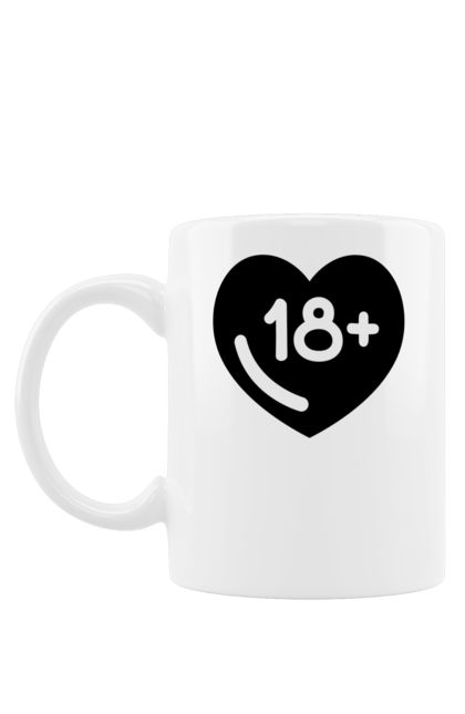 Чашка з принтом "18+". 18+, запрет, секс, сердце, черное. 2070702