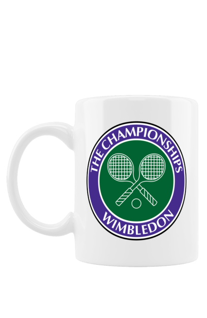 Чашка з принтом "Wimbledon тенісний турнір". Великий теніс, велокобритання, гравці, лондон, м`яч, призовий фонд, ракетка, спонсор, турнір на траві, турнірна сітка. aslan