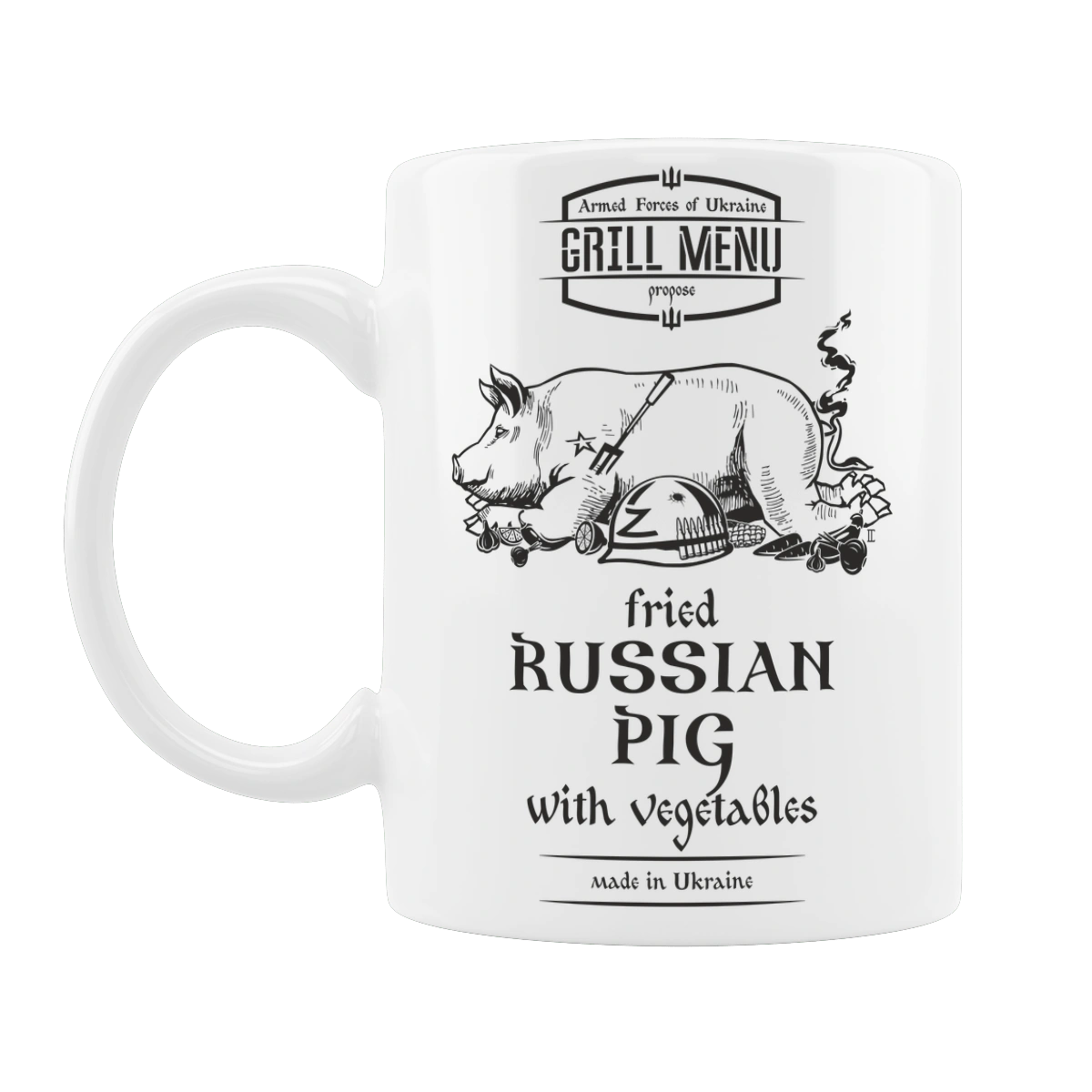 Fried russian pig. (light background) In English