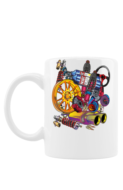 Чашка з принтом "Автозапчастини". Автозапчастини, гонка, драгрейсинг, драйв, машина, стрітрейсинг. 2070702