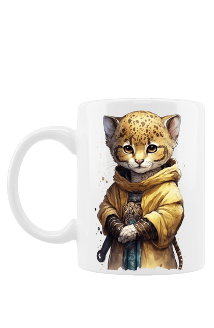 Чашка з принтом "Милий чарівний леопардовий кошеня шаоліньський чернець". Азія, кошеня, леопард, чернець, шаолінь. CustomPrint.market