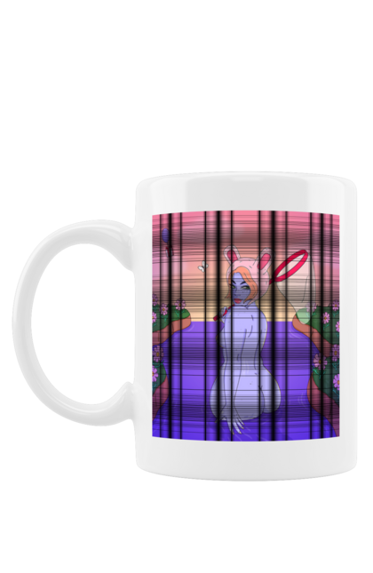 Чашка з принтом "Фіолетова Дівчина На Полюванні". Гола, дівчина, сачок. 2070702