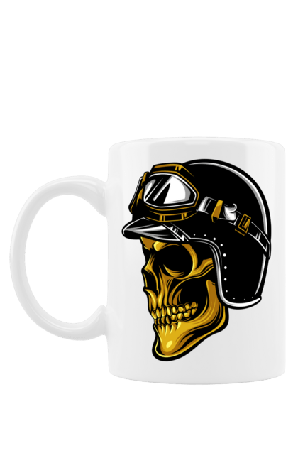 Чашка з принтом "Череп в мотошоломі". Крутий, очі, череп, шолом. 2070702