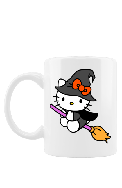 Mug with prints Hello Kitty Halloween. Brand, cat, character, halloween, hello kitty, kitten, kitty, witch. 2070702