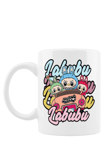 Чашка з принтом "Лабубу". Іграшка лабубу, лабубу, лабубу кока кола, мерч лабубу, мила, рожева лабубу, смішна лабубу. 2070702