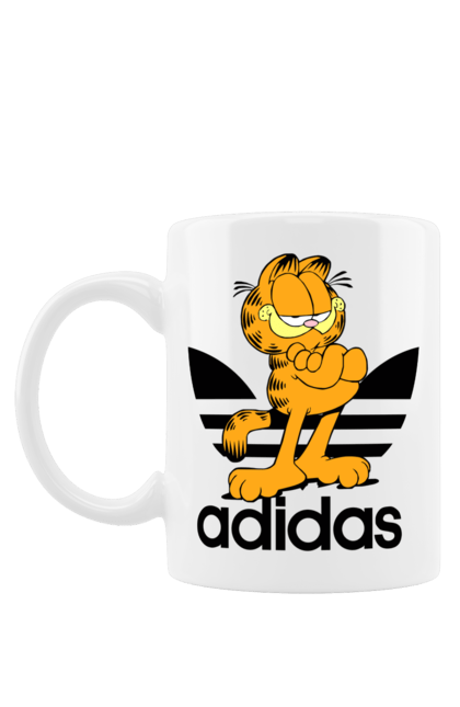 Чашка з принтом "Adidas Гарфілд". Adidas, garfield, адідас, гарфілд, голод, кінокомедія, кіт, комедія, фільм. 2070702