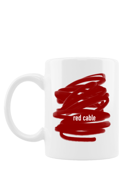Чашка з принтом "Червоний кабель". Абстракція, графіка, експресія, колір, матриця, метафора, провод, техніка, філософія, червоний. CustomPrint.market
