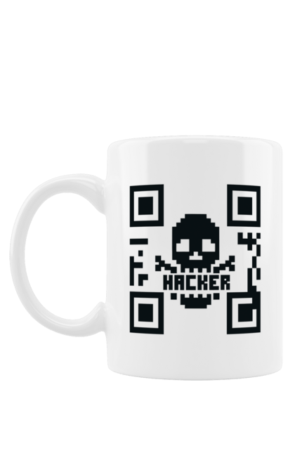 Чашка з принтом "Хакер hacker". Geek, hacker, ios, qr code, qr код, ай ті, айтішник, геймер, гік, іт, мем, позитив, пранк, програміст, розробник, хакер. 2070702