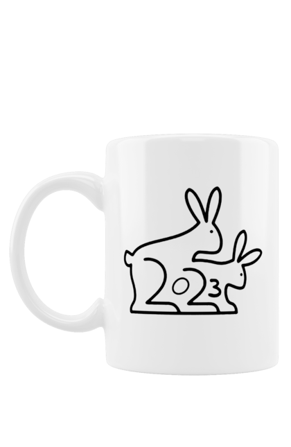 Чашка з принтом "Новий 2023 рік". 2023, водяний кролик, з новим роком, новорічна, рік кролика, чорний кролик. futbolka.stylus.ua