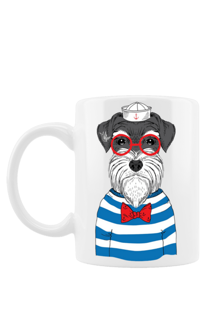 Чашка з принтом "Собака моряк". Матроська, море, моряк, окуляри, собака. futbolka.stylus.ua