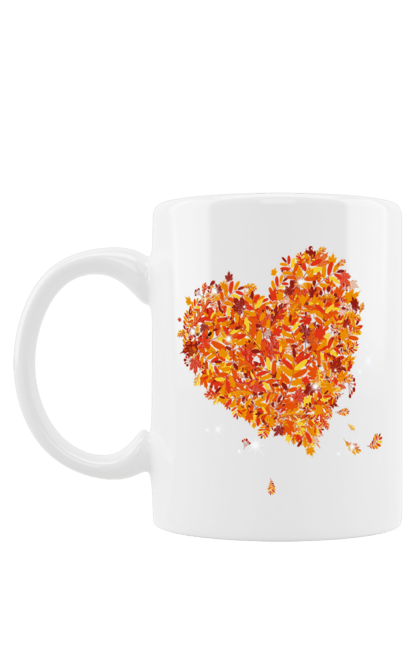 Чашка з принтом "Серце з осіннього листя". Листя, осіннє листя, осінь, серце. CustomPrint.market