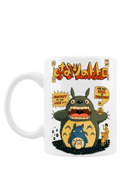 Mug with prints Totoro. Adventures, anime, comedy drama, fantasy, film, my neighbor totoro, tv series. 2070702