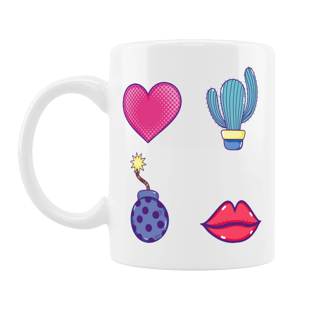 Heart, Cactus, Bomb, Lips