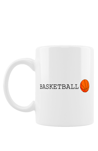 Чашка з принтом "Баскетбол". Атлетика, баскетбол, гра, здоровий спосіб життя, команда, командний, м`яч, помаранчевий, спорт, спортсмен, текст, чорний. CustomPrint.market