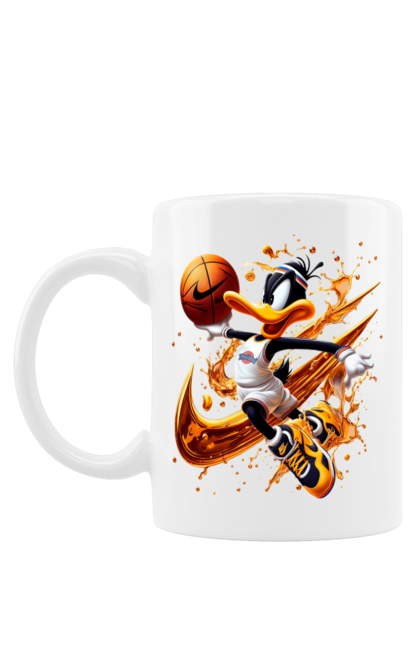 Mug with prints Daffy Duck Nike. Cartoon, character, daffy duck, duck, looney tunes, merrie melodies, nike, warner brothers. 2070702