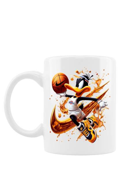 Чашка с принтом Даффи Дак Nike. Daffy duck, looney tunes, merrie melodies, nike, warner brothers, даффи дак, мультфильм, персонаж, утка даффи. 2070702