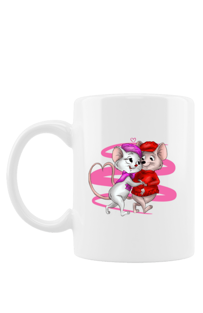 Чашка з принтом "Закохані мишки". День святого валентина, любов, мишки, парні футболки, почуття, серце. futbolka.stylus.ua
