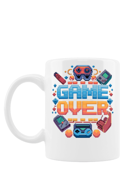 Чашка з принтом "Game Over". 90 ті, ай ті, відео гра, геймер, гра, для геймерів, для гравців, піксель арт. 2070702
