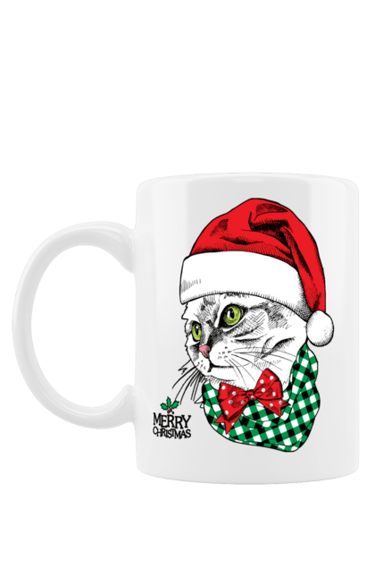 Чашка з принтом "Новорічний кіт, щасливого Різдва". Зима, кіт, новий рік, різдво, сніг, щасливого різдва. CustomPrint.market