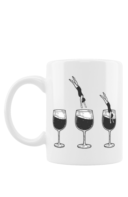 Чашка з принтом "Пірнай В Келих". Вино, пірнай, плавець. CustomPrint.market