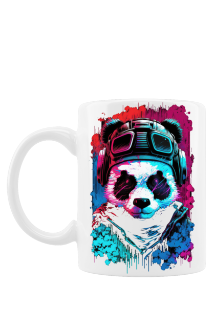 Чашка з принтом "Панда в VR шолом". Віртуальна реальність, гік, панда, персонаж, шолом. 2070702