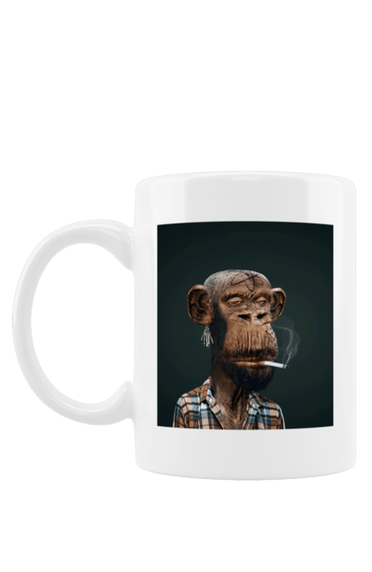 Чашка з принтом "Обезьяна". Животное, мавпа, макака, примат, человек. CustomPrint.market
