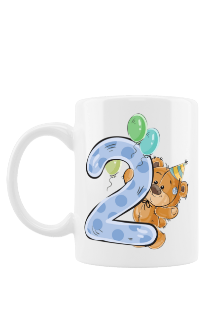 Чашка з принтом "Ведмедик 2 роки". 2 роки, ведмідь, день народження, медвеженок. CustomPrint.market