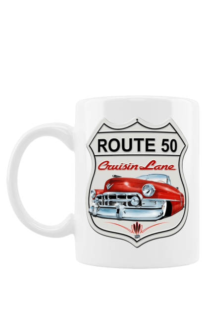 Чашка з принтом "Route 50". Байк, байкер, байкер клуб, брат, брати, брутал, гарячий асфальт, гарячий кінь, гарячий стрижень, дорога 50, дорога 66, дорога 80, дороги америки, дороги україни, жага швидкості, клуб байкерів, мотоцикл, мотоцикліст, справжній чоловік, чувак, швидкість. 2070702