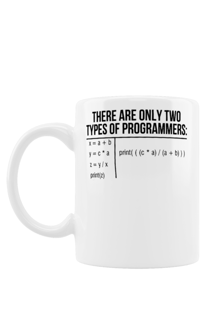 Чашка з принтом "Два типи програмістів". Два програмісти, два типи, два типи програмістів, жарт it, мак адреса, програміст, технічне завдання, ти ж програміст, фрілансер. 2070702