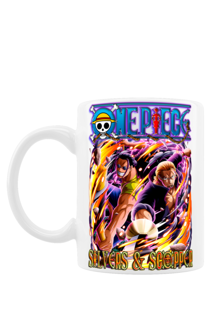 Mug with prints One Piece Silvers and Scopper. Anime, manga, one piece, pirates, scopper, scopper gaban, silvers, silvers rayleigh. 2070702