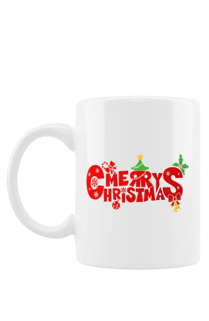 Чашка з принтом "Щасливого Різдва, червоний". Зима, новий рік, різдво, щасливого різдва. futbolka.stylus.ua