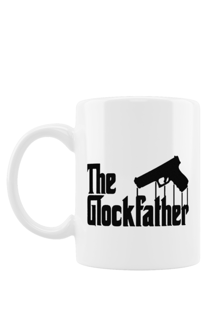 Mug with prints The Glockfather. Firearm, gangster, glock, glockfather, godfather reference, gun, pistol, weapon. 2070702