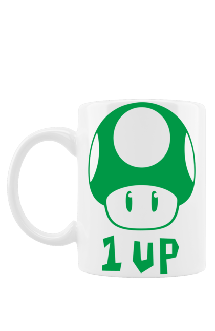 Чашка с принтом 1UP Марио. Mario bros, nintendo, игра, марио, персонаж. 2070702