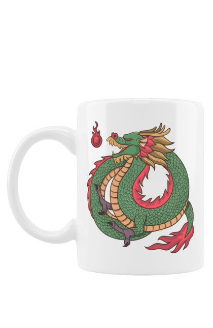 Чашка з принтом "Дракон". Дракон, зелений дракон, китайський дракон, символ, тварина. 2070702