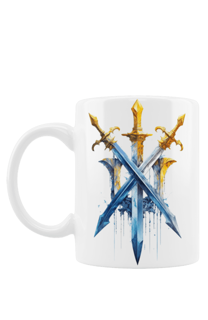 Чашка з принтом "Тризуб з мечів". Меч, мечі, прапор україни, символи україни, тризуб, тризуб україни, україна. Milkstore