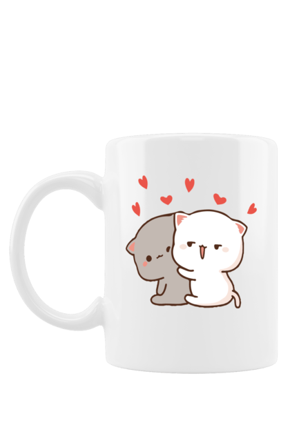 Чашка з принтом "Коти пара". Звірі, котик, любов, пара, парні, романтика, тварини. ART принт на футболках