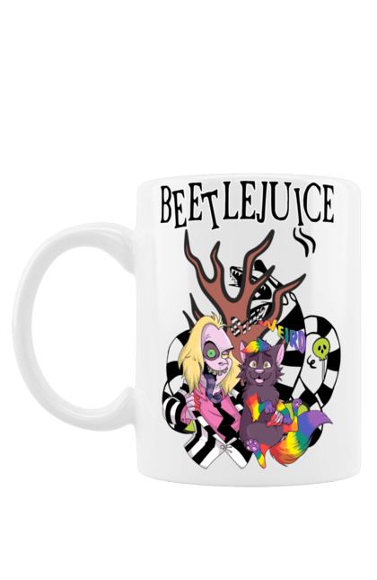 Mug with prints Beetlejuice. Beetlejuice, comedy, ghost, horror, movie, tim burton, warner bros. 2070702