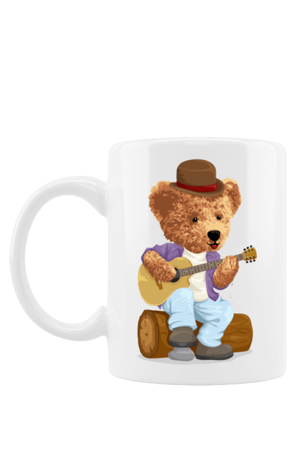 Чашка з принтом "Ведмедик музикант". Ведмедик, ведмедик музикант, ведмідь, гітарист, музика, музикант. futbolka.stylus.ua