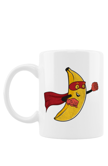 Чашка з принтом "Банан Супермен". Банан, малюнок, месники, мультфільм, супер, супер герой, супермен, фрукт. CustomPrint.market