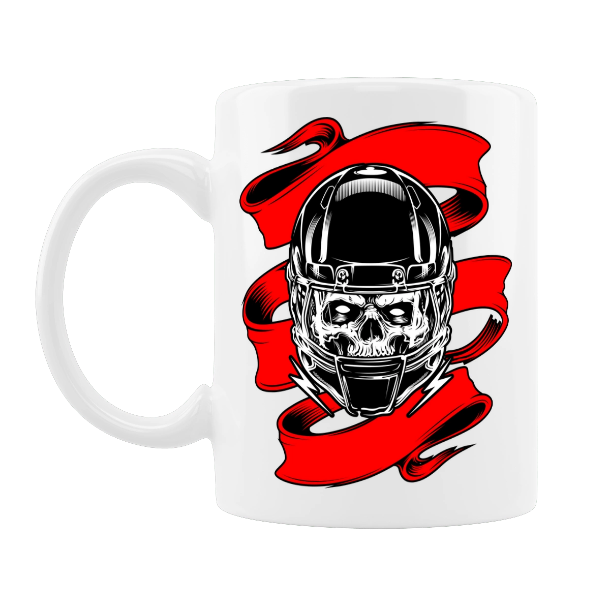 Skull in a motorcycle helmet