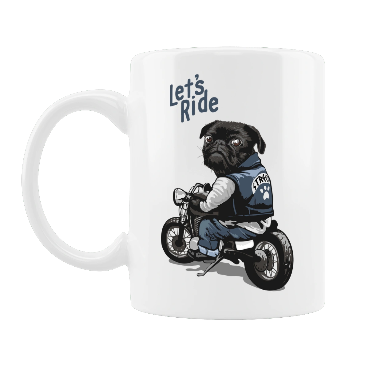 Мопс на мотоциклі