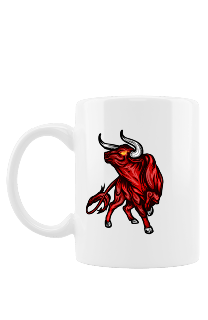 Чашка з принтом "Червоний бик". Бик, тварини, червоний бик. CustomPrint.market