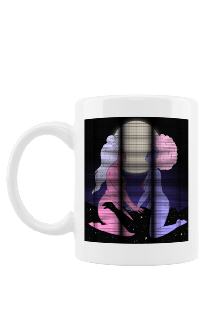 Чашка з принтом "Дві Інопланетянки І Місяць". Дівчата, зверху, інопланетянки. 2070702