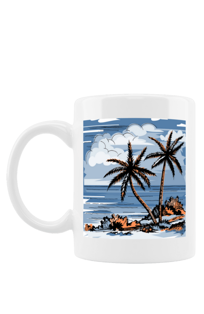Чашка з принтом "Пальми І Небо". Море, небо, пальми, хмари. 2070702