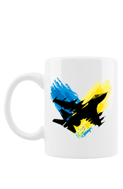 Чашка з принтом "Літак F 16". З прапором, зсу, літак, літак f16, патріотична, прапор, ф16. 2070702