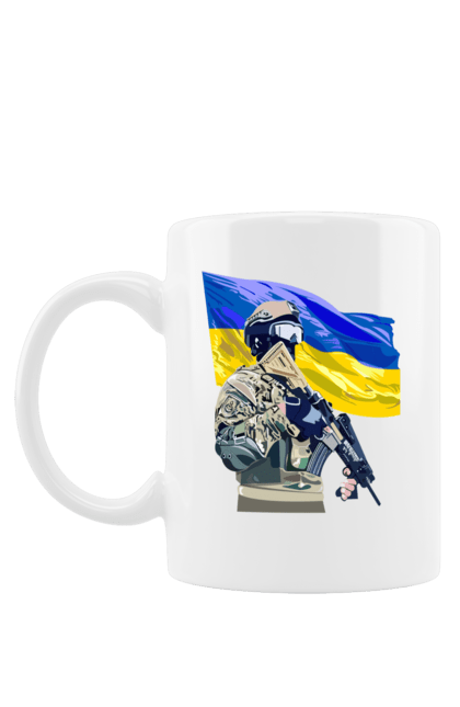 Чашка з принтом "ЗСУ | Прапор". Війна, герб, збройні сили україни, зсу, патріотична, прапор україни, русский военный корабль, україна, українська символіка, флаг. 2070702