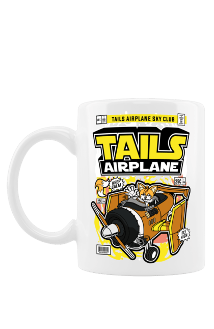 Чашка з принтом "Sonic Tails Airplane". Звуковий, літак, хвости, яйце людина. Funkotee