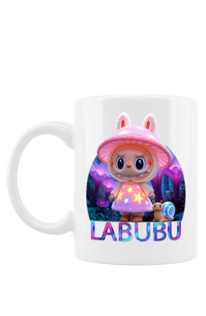 Чашка з принтом "Лабубу". Брелок лабубу, іграшка лабубу, лабубу, лабубу кока кола, лялька лабубу, мерч лабубу, мила, рожева лабубу, смішна лабубу. 2070702