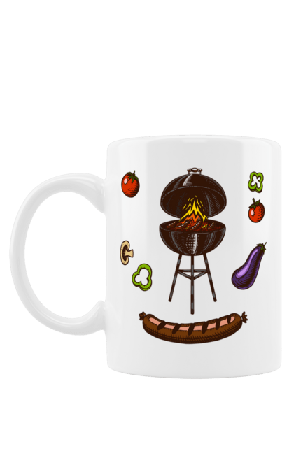 Mug with prints Barbecue Sausage. Barbecue, fry, grill, sausage. 2070702