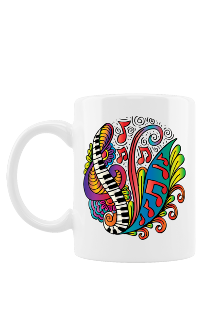 Чашка з принтом "Музика скрипічний ключ". Дискотека, клубна музика, музика, ноти, скрипічний ключ, танці. aslan